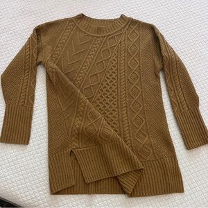 JCrew Tan cable knit sweater